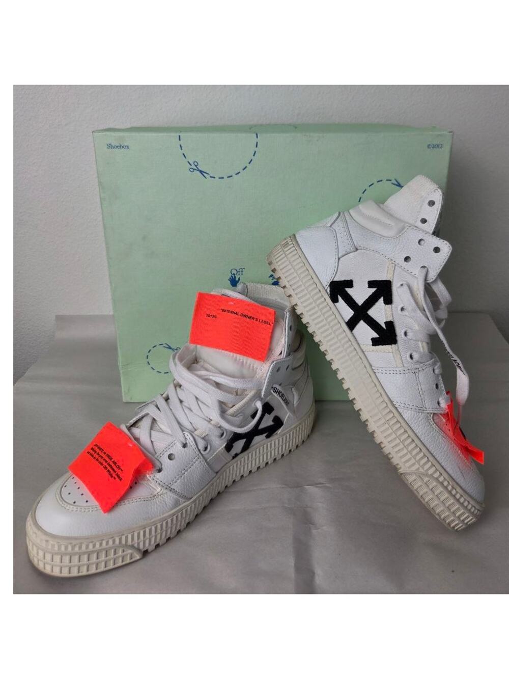 Off White 3.0 Off Court High Top Sneakers US 8 EU 38 White Black Box Dust Bag